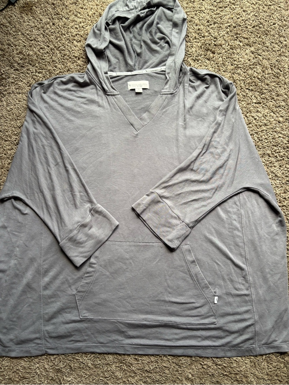 Koolaburra Gray V-Neck Hooded Pullover
